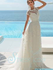 Свадебное платье Фрэнчи. Силуэт А-силуэт, Прямое. Цвет Белый / Молочный, Айвори / Капучино. Вид 1