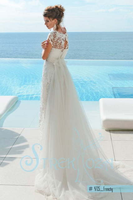 Свадебное платье Фрэнчи. Силуэт А-силуэт, Прямое. Цвет Айвори / Капучино, Белый / Молочный. Вид 2