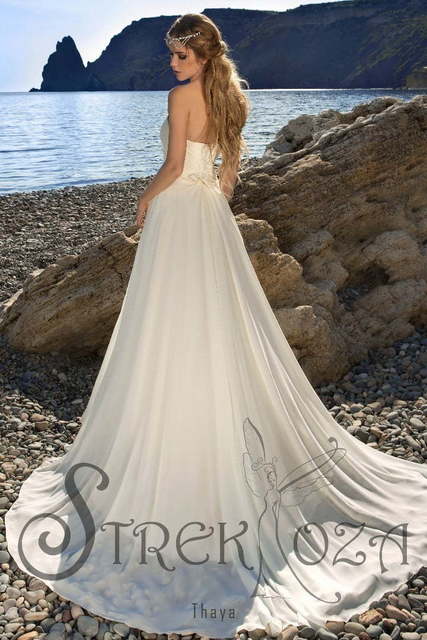 Свадебное платье Тайя. Силуэт А-силуэт. Цвет Айвори / Капучино, Белый / Молочный. Вид 2