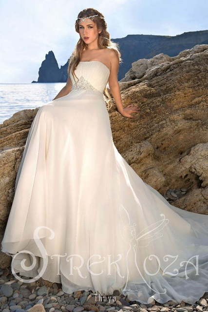 Свадебное платье Тайя. Силуэт А-силуэт. Цвет Айвори / Капучино, Белый / Молочный. Вид 3