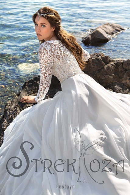 Свадебное платье Фостайн. Силуэт А-силуэт. Цвет Белый / Молочный. Вид 2