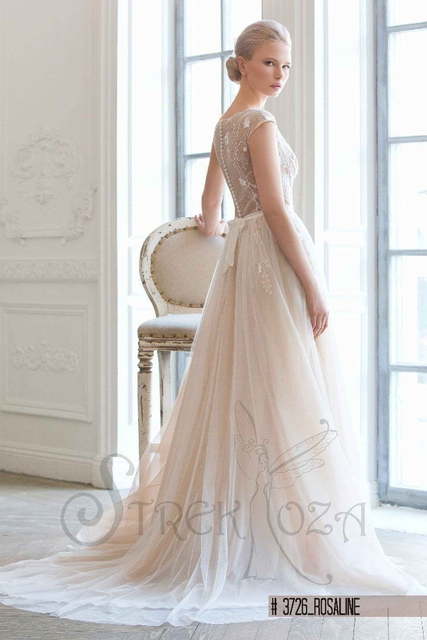 Свадебное платье Розалина. Силуэт А-силуэт. Цвет Айвори / Капучино. Вид 2