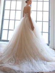 Свадебное платье Сесиль. Силуэт Пышное, А-силуэт. Цвет Айвори / Капучино, Персик / Оранжевый. Вид 2