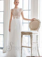 Свадебное платье Эрминия. Силуэт А-силуэт, Прямое. Цвет Белый / Молочный. Вид 1