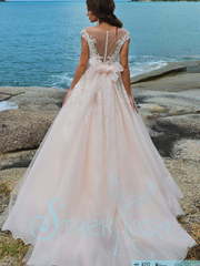 Свадебное платье Милора. Силуэт А-силуэт. Цвет Айвори / Капучино, оттенки Розового. Вид 2