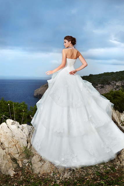 Свадебное платье Amalia. Силуэт А-силуэт. Цвет Белый / Молочный. Вид 2