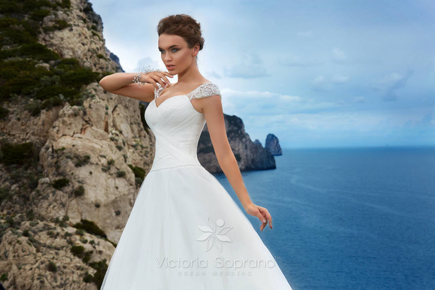 Свадебное платье Bianca. Силуэт А-силуэт. Цвет Белый / Молочный. Вид 3