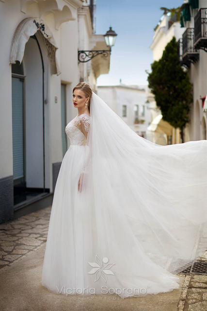 Свадебное платье Diana. Силуэт Пышное, А-силуэт. Цвет Белый / Молочный. Вид 3