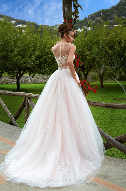 Свадебное платье Climentina. Силуэт Пышное, А-силуэт. Цвет оттенки Розового. Вид 2