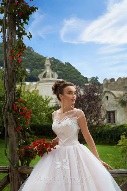 Свадебное платье Climentina. Силуэт Пышное, А-силуэт. Цвет оттенки Розового. Вид 3