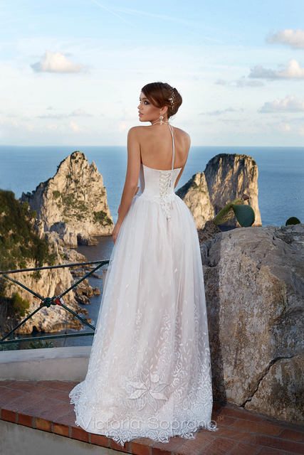 Свадебное платье Daniella. Силуэт Пышное, А-силуэт. Цвет Айвори / Капучино. Вид 2