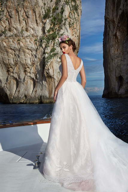 Свадебное платье Fabia. Силуэт А-силуэт. Цвет Белый / Молочный, оттенки Розового. Вид 2