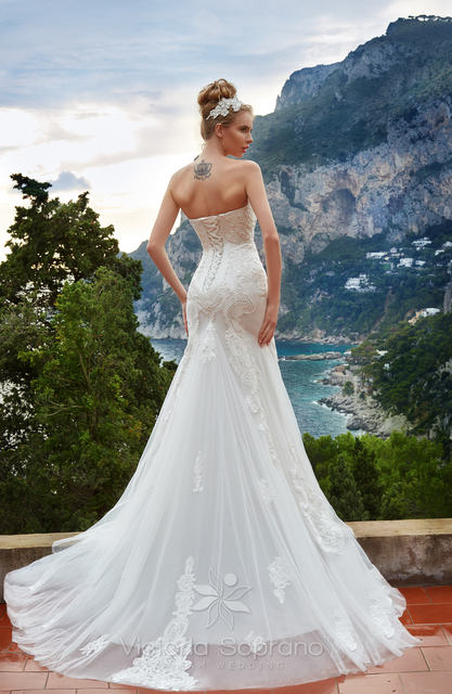 Свадебное платье Marchella. Силуэт А-силуэт, Прямое. Цвет Белый / Молочный. Вид 2