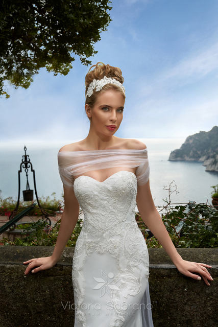 Свадебное платье Marchella. Силуэт А-силуэт, Прямое. Цвет Белый / Молочный. Вид 3