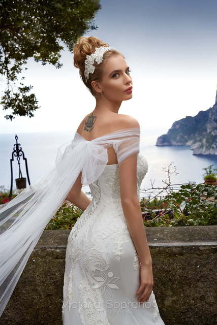 Свадебное платье Marchella. Силуэт А-силуэт, Прямое. Цвет Белый / Молочный. Вид 4