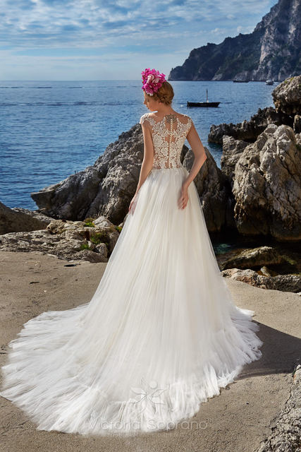 Свадебное платье Sofia. Силуэт А-силуэт. Цвет Айвори / Капучино. Вид 2