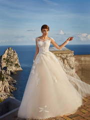 Свадебное платье Veronica. Силуэт Пышное, А-силуэт. Цвет Айвори / Капучино, Персик / Оранжевый. Вид 1