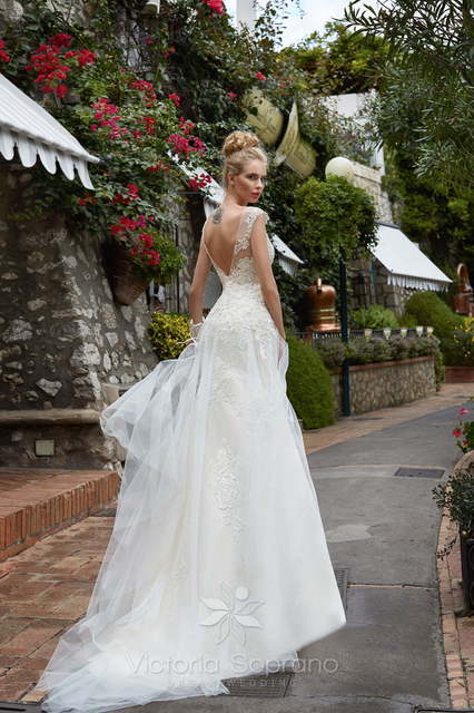 Свадебное платье Patrizia. Силуэт А-силуэт. Цвет Айвори / Капучино, Белый / Молочный. Вид 2