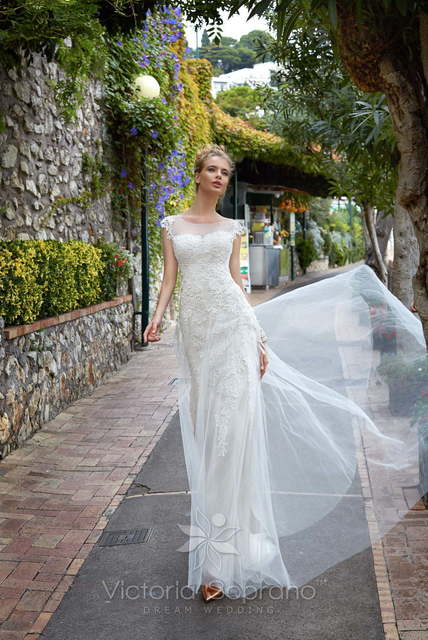 Свадебное платье Patrizia. Силуэт А-силуэт. Цвет Айвори / Капучино, Белый / Молочный. Вид 3