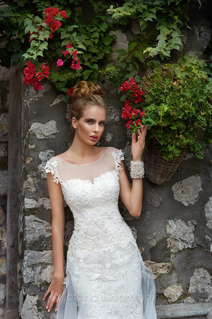 Свадебное платье Patrizia. Силуэт А-силуэт. Цвет Айвори / Капучино, Белый / Молочный. Вид 4