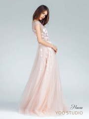 Свадебное платье Наоми. Силуэт А-силуэт, Прямое. Цвет оттенки Розового. Вид 1