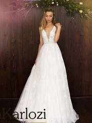 Свадебное платье 0Flaffy Aster. Силуэт А-силуэт. Цвет Белый / Молочный. Вид 1