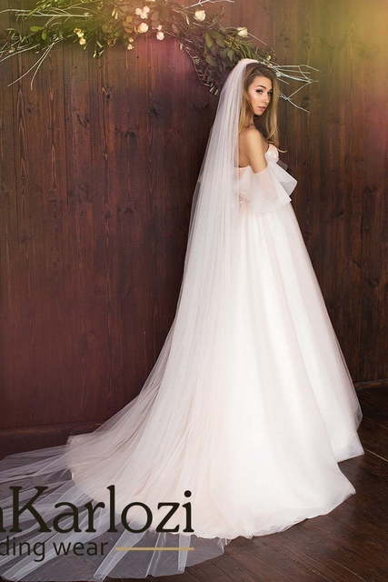 Свадебное платье Slim Edelweiss. Силуэт А-силуэт. Цвет оттенки Розового. Вид 3