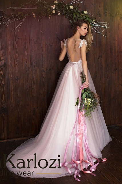 Свадебное платье Chic Lilac. Силуэт А-силуэт. Цвет оттенки Розового. Вид 2