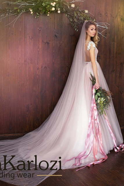 Свадебное платье Chic Lilac. Силуэт А-силуэт. Цвет оттенки Розового. Вид 3