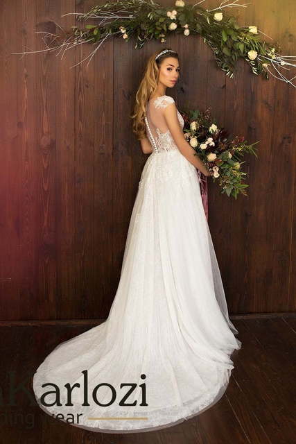 Свадебное платье Elegant Calla. Силуэт А-силуэт. Цвет Белый / Молочный. Вид 2