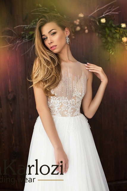 Свадебное платье Graceful Lily. Силуэт А-силуэт. Цвет Белый / Молочный. Вид 3