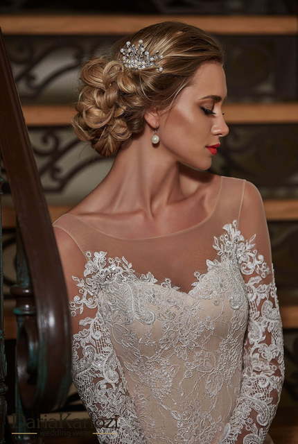 Свадебное платье Pandora. Силуэт Пышное, А-силуэт, Прямое. Цвет Айвори / Капучино. Вид 4