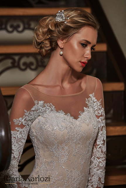 Свадебное платье Pandora. Силуэт Пышное, А-силуэт, Прямое. Цвет Айвори / Капучино. Вид 5