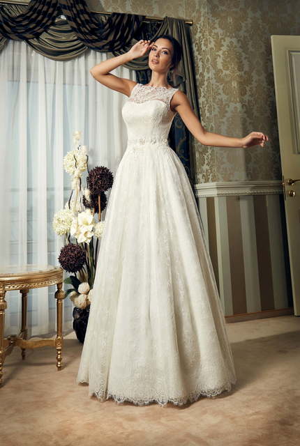 Свадебное платье Азола. Силуэт А-силуэт. Цвет Белый / Молочный. Вид 2