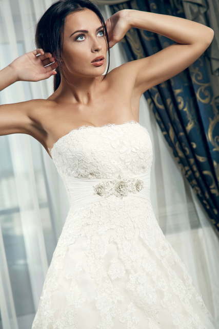 Свадебное платье Монарда. Силуэт А-силуэт. Цвет Белый / Молочный. Вид 3