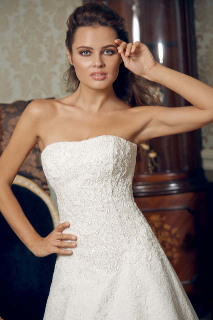 Свадебное платье Лантана. Силуэт А-силуэт. Цвет Белый / Молочный. Вид 3