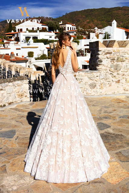 Свадебное платье Ashanti. Силуэт А-силуэт. Цвет Айвори / Капучино. Вид 2