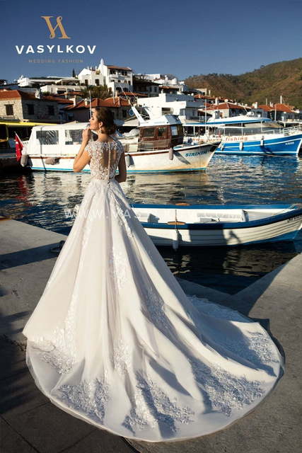 Свадебное платье Gloria. Силуэт Пышное, А-силуэт. Цвет Айвори / Капучино, Белый / Молочный. Вид 2