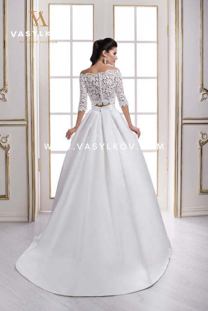 Свадебное платье 1631. Силуэт А-силуэт. Цвет Белый / Молочный. Вид 2
