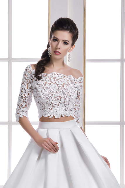 Свадебное платье 1631. Силуэт А-силуэт. Цвет Белый / Молочный. Вид 3