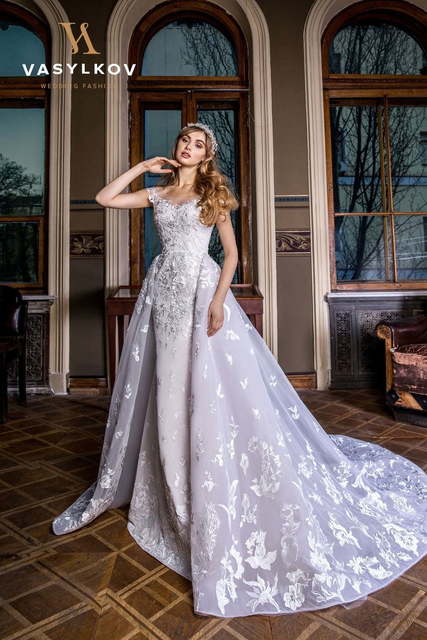 Свадебное платье Ermine. Силуэт А-силуэт, Прямое. Цвет Лавандовый / Фиолетовый. Вид 3