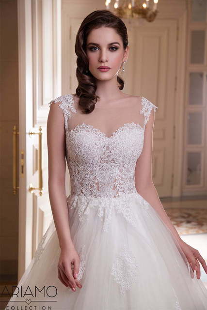 Свадебное платье Aola. Силуэт Пышное, А-силуэт. Цвет Белый / Молочный. Вид 3