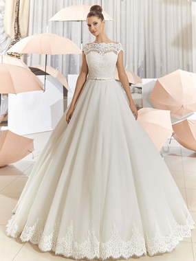 Свадебное платье Каролина. Силуэт Пышное, А-силуэт. Цвет Белый / Молочный. Вид 1