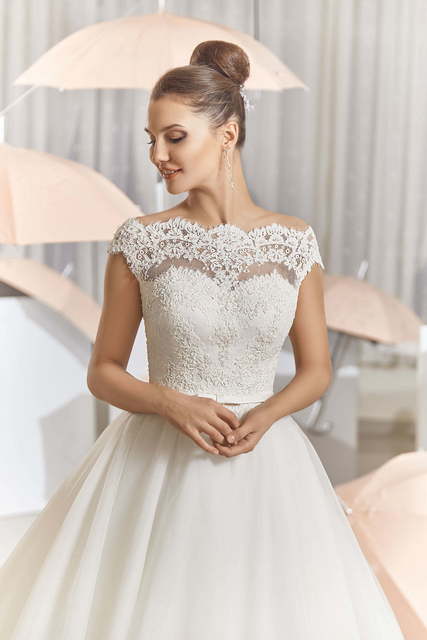 Свадебное платье Каролина. Силуэт Пышное, А-силуэт. Цвет Белый / Молочный. Вид 3