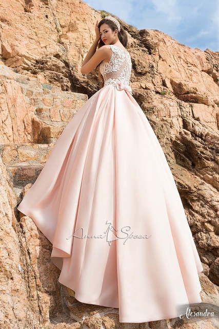 Свадебное платье Alesandra. Силуэт А-силуэт. Цвет Персик / Оранжевый, оттенки Розового. Вид 2