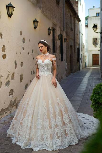 Свадебное платье Migela. Силуэт Пышное, А-силуэт. Цвет Айвори / Капучино, Персик / Оранжевый. Вид 4