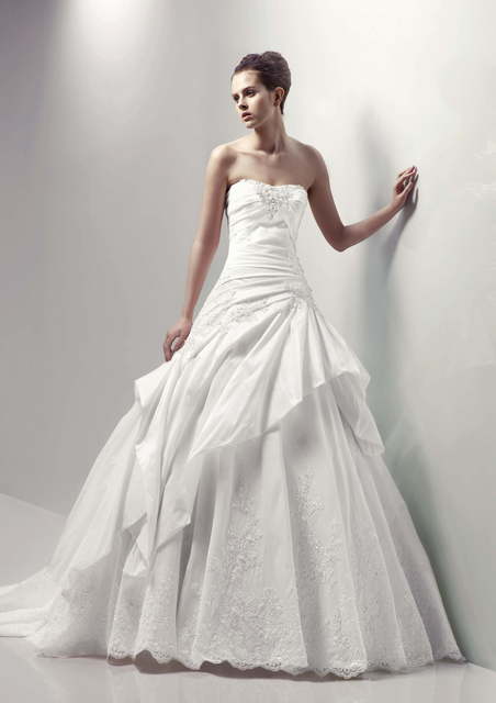 Свадебное платье Corfu. Силуэт А-силуэт. Цвет Белый / Молочный. Вид 1