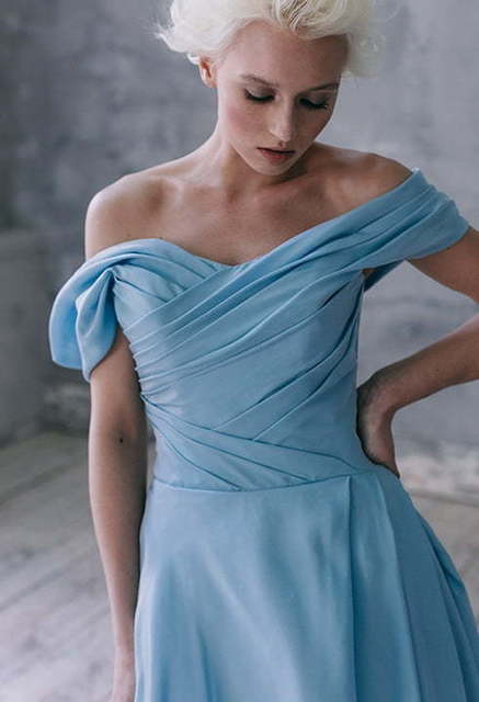 Свадебное платье Alya. Силуэт А-силуэт. Цвет Голубой / Синий. Вид 4