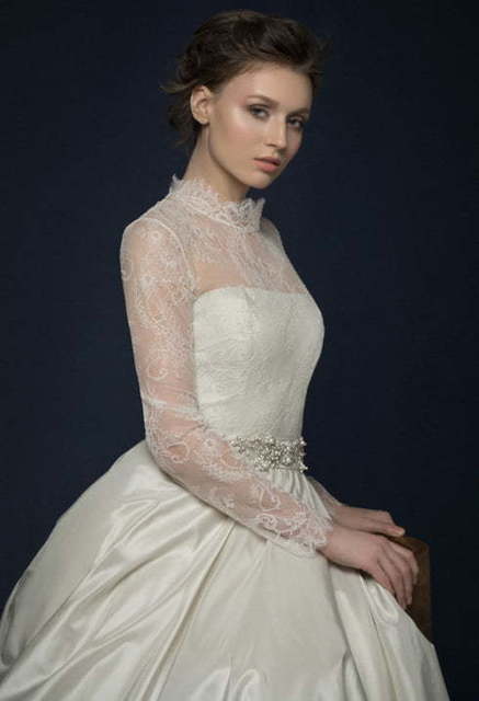 Свадебное платье Ampella. Силуэт А-силуэт. Цвет Айвори / Капучино. Вид 6