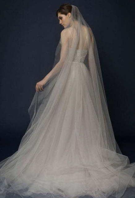 Свадебное платье Almina. Силуэт А-силуэт. Цвет Айвори / Капучино, Пепельный / Металлик. Вид 2